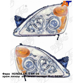 Фара  HONDA CR-V 04-06 хром линзы  комплект тюнинг R+L DEPO