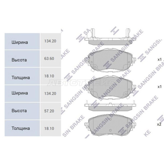 Колодки тормозные перед TOYOTA AURIS/HYBRID/COROLLA ##E18# 13- SANGSIN BRAKE