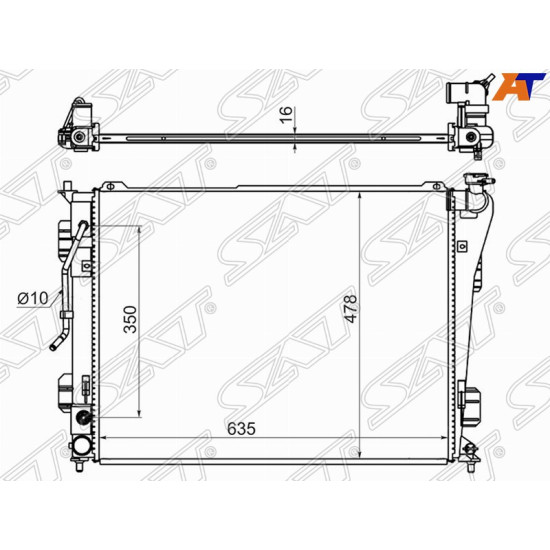 Радиатор HYUNDAI SONATA 2.0/2.4 10-/GRANDEUR / AZERA 11-/KIA OPTIMA 2.0/2.4 10- SAT