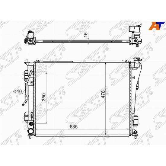 Радиатор HYUNDAI SONATA 2.0/2.4 10-/GRANDEUR / AZERA 11-/KIA OPTIMA 2.0/2.4 10- SAT