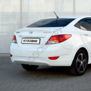Бампер задний в цвет кузова Hyundai Solaris (2011-2014) седан PGU - WHITE CRYSTAL - Белый