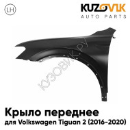 Крыло переднее левое Volkswagen Tiguan 2 (2016-2020) без отв. под повторитель KUZOVIK